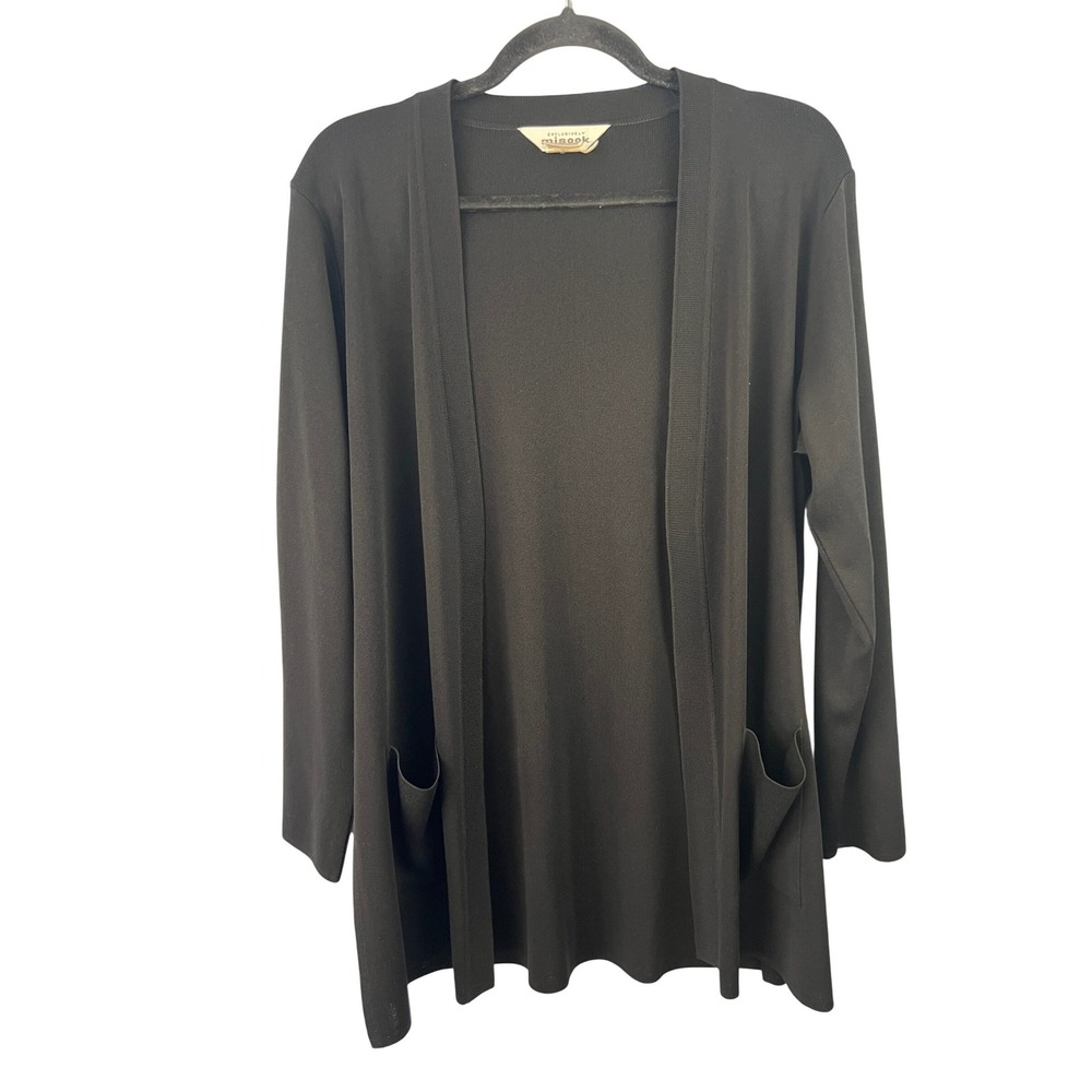Misook Black‎ Open Front Cardigan Size S Minimalist Capsule Wardrobe Mature